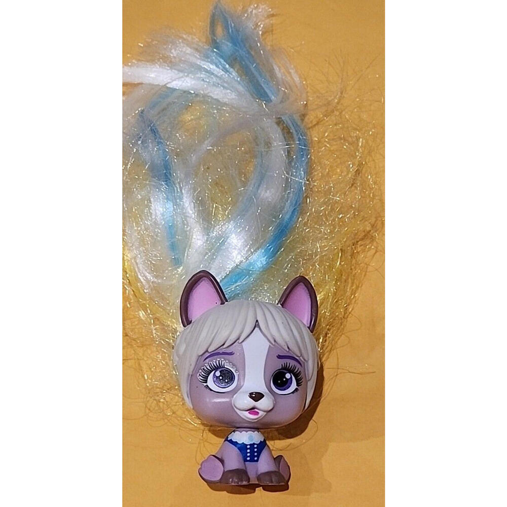 VIP Pets Puppy Dog Figure Long Colorful Hair Purple White 2.5" IMC Toys